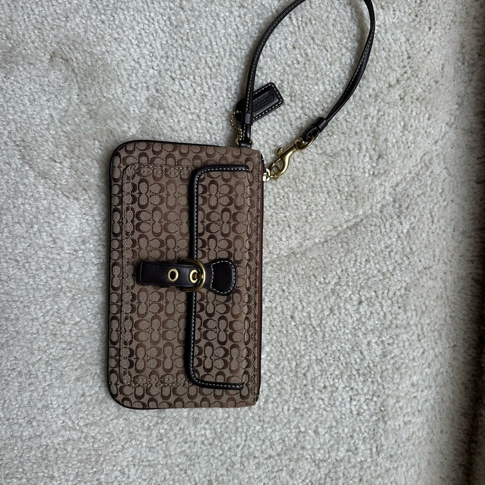 Coach Brown Signature Wristlet